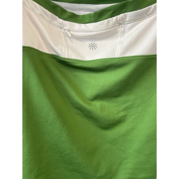 Athleta Green White Tennis Workout Skirt Shorts Pocket Womens Size L - Picture 3 of 8